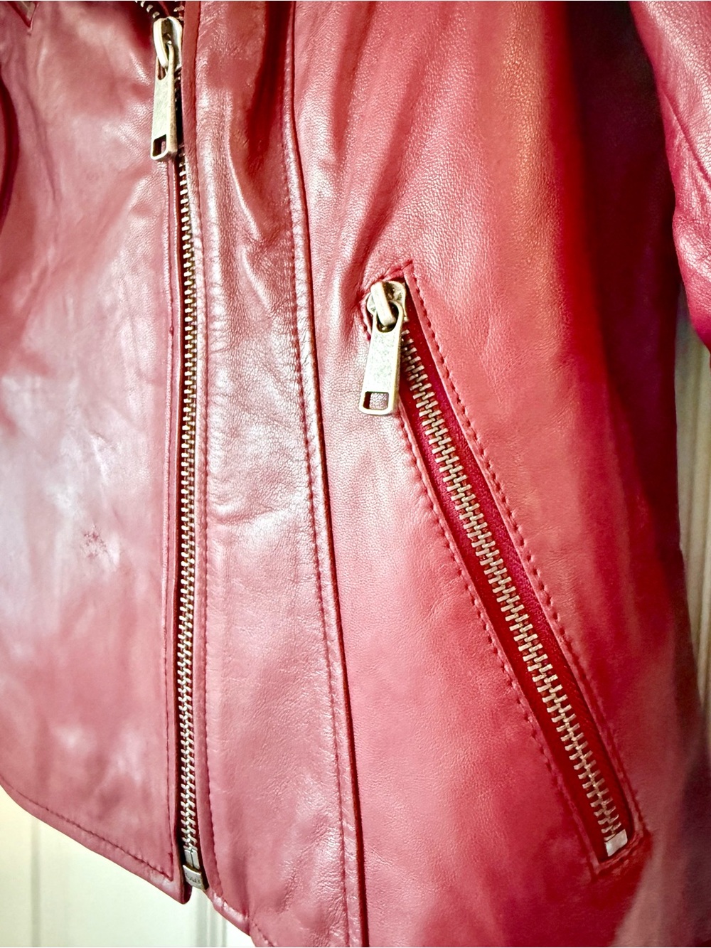 WILSONS LEATHER • Women’s Red Leather Moto Jacket • Size XL • Never Worn - Picture 6 of 8